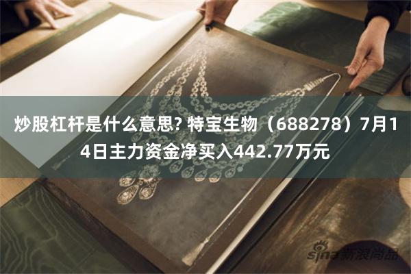 炒股杠杆是什么意思? 特宝生物（688278）7月14日主力资金净买入442.77万元