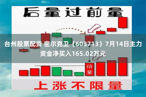 台州股票配资 密尔克卫（603713）7月14日主力资金净买入165.02万元