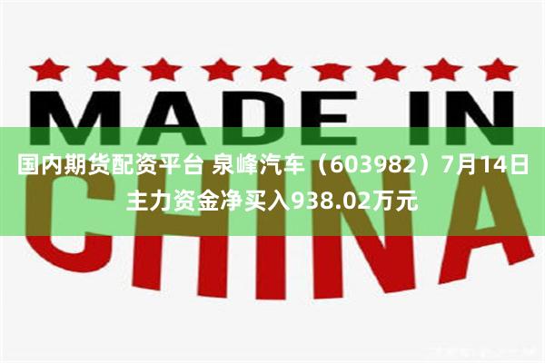 国内期货配资平台 泉峰汽车（603982）7月14日主力资金净买入938.02万元