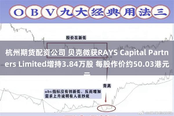杭州期货配资公司 贝克微获RAYS Capital Partners Limited增持3.84万股 每股作价约50.03港元