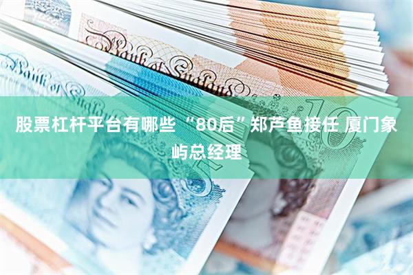 股票杠杆平台有哪些 “80后”郑芦鱼接任 厦门象屿总经理