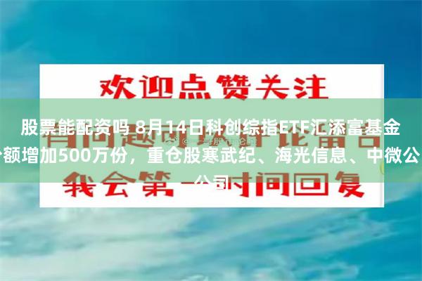 股票能配资吗 8月14日科创综指ETF汇添富基金份额增加500万份,重仓股寒武纪、海光信息、中微公司