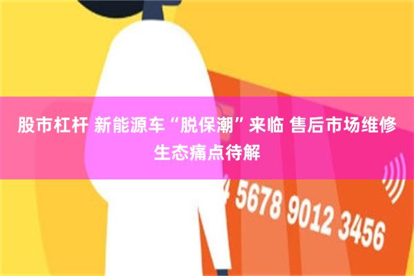 股市杠杆 新能源车“脱保潮”来临 售后市场维修生态痛点待解